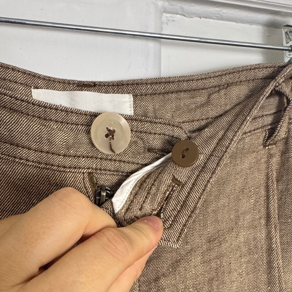 Anthropologie Linen Low Rise Wide Leg Pants Tan Size 14 - Picture 5 of 15